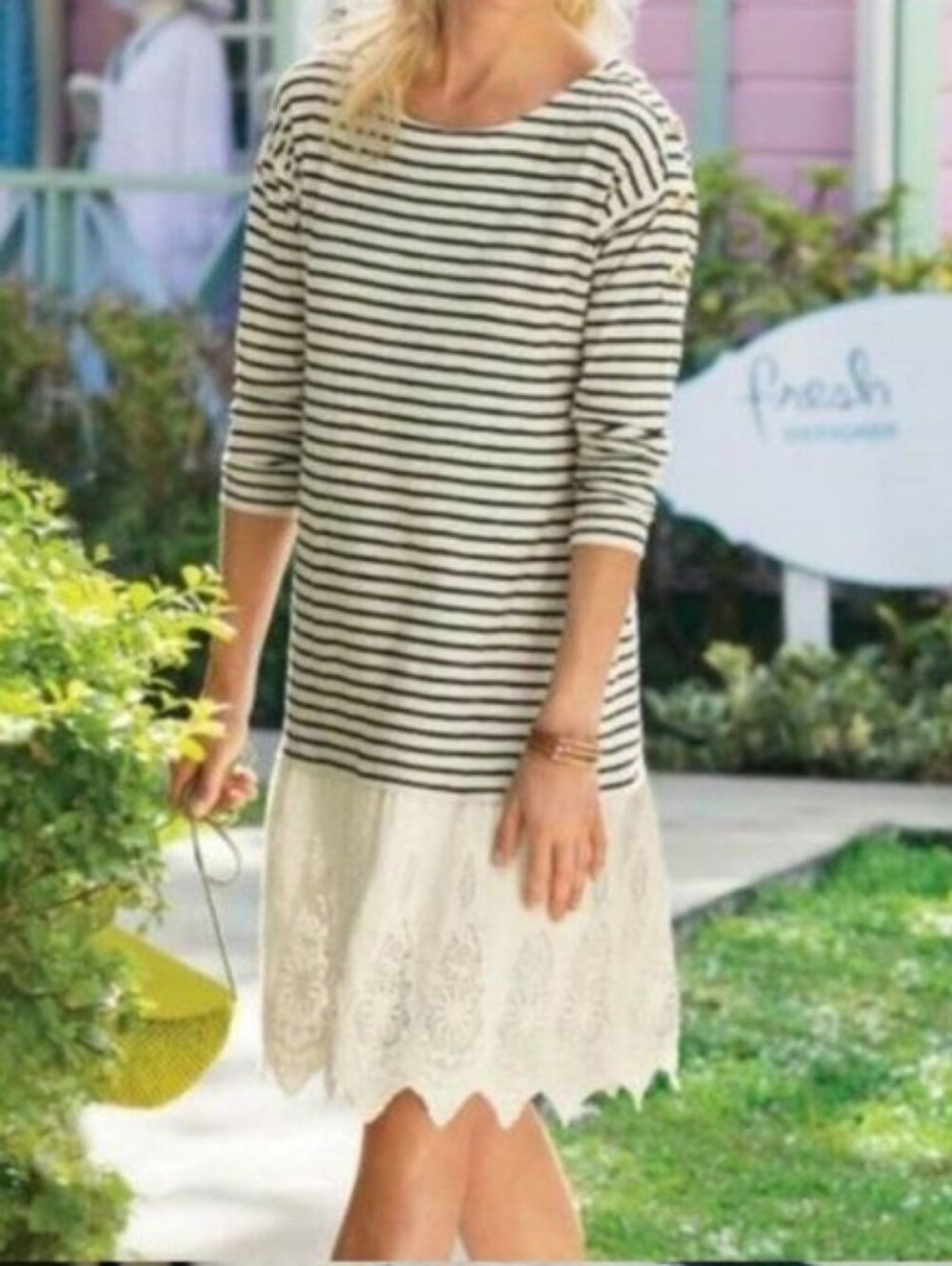 SOFT SURROUNDINGS Left Bank Striped Tunic Dress Large